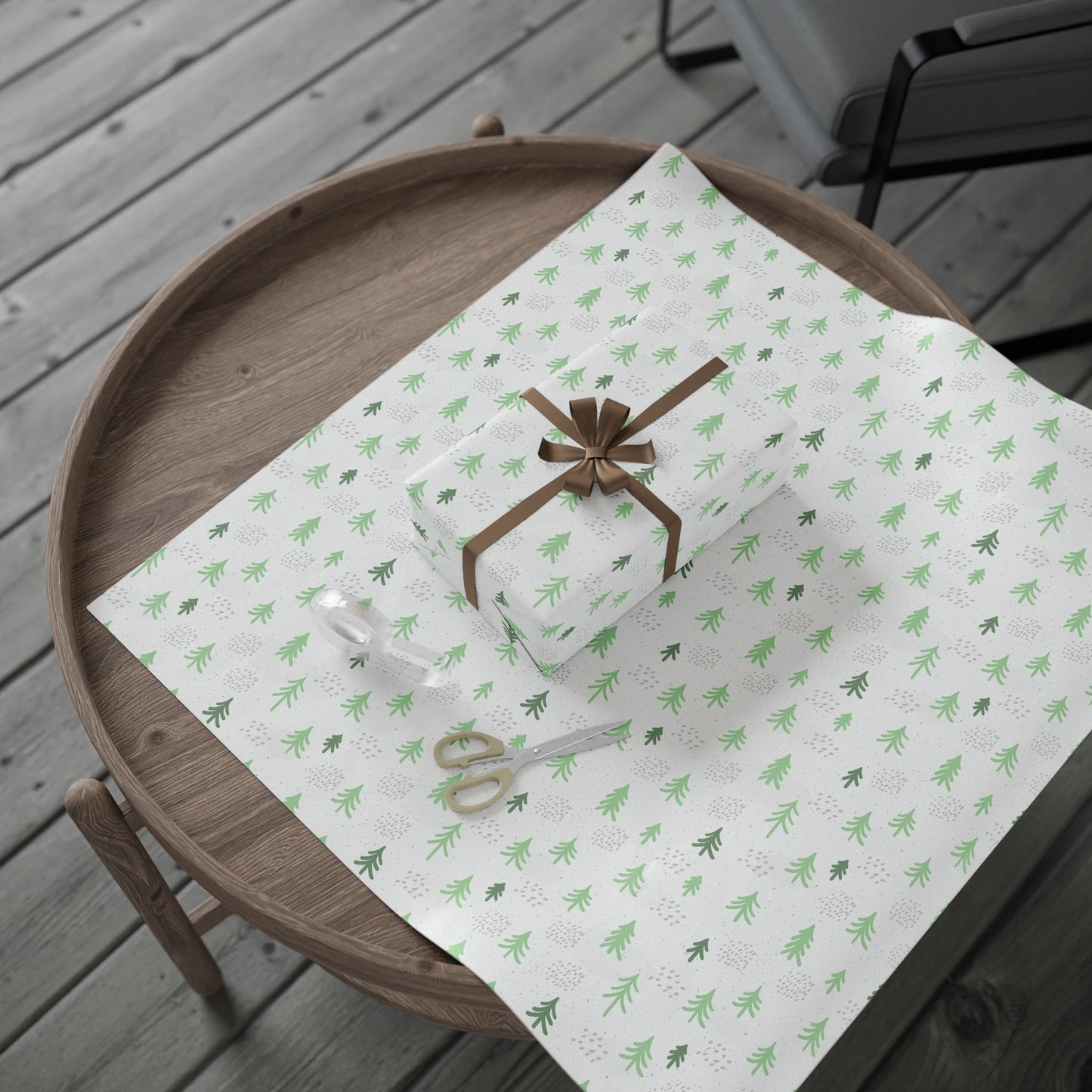Minimalist Evergreen Wrapping Paper : Modern Holiday Gift Wrap with Simple Green Tree Design, Perfect for Christmas Gifts