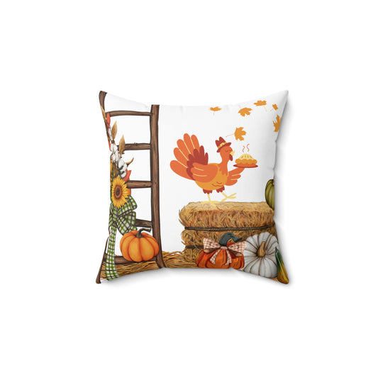Happy Thanksgiving Turkey Throw Pillow – Adorable Fall Decor for Cozy Celebrations!
