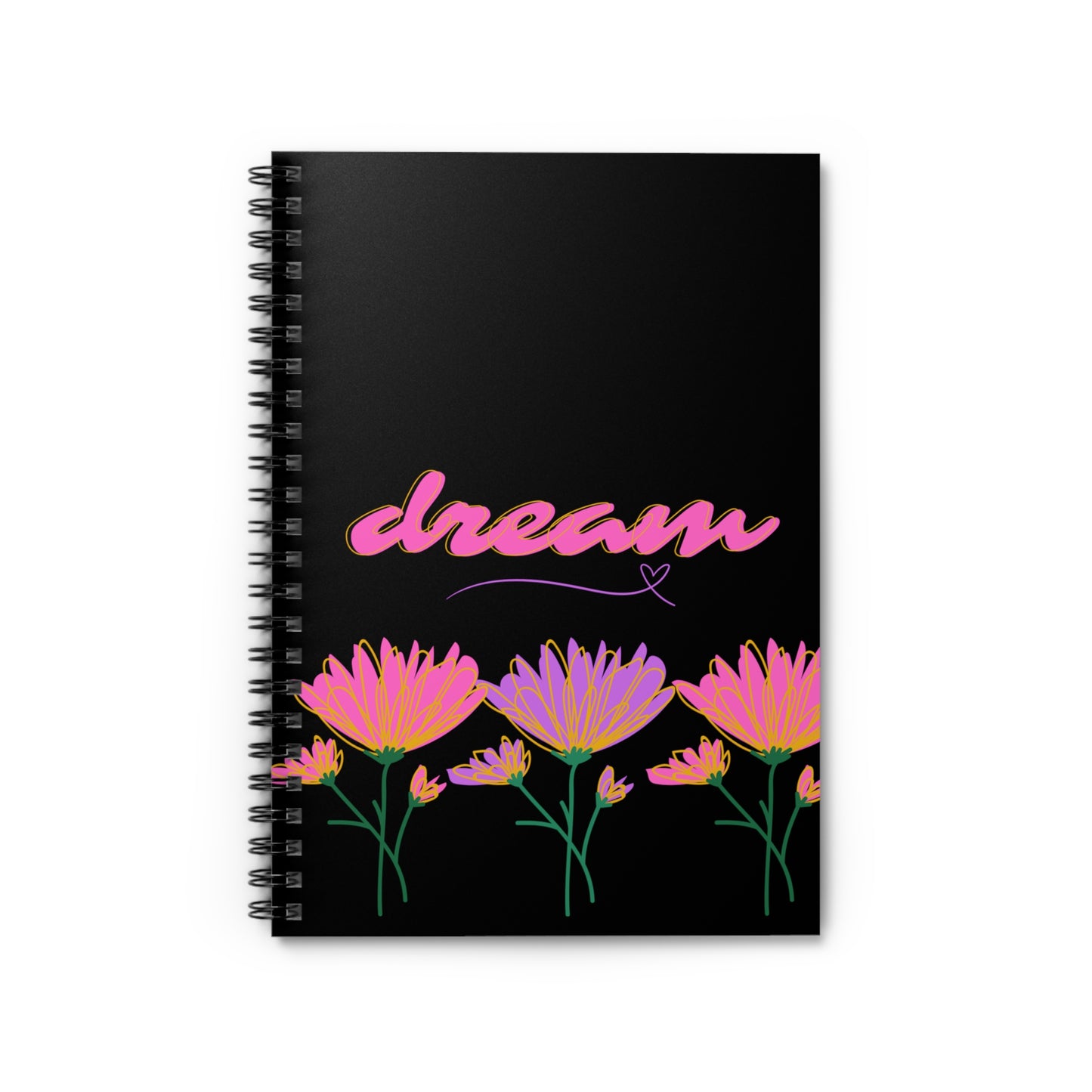 Dreamscape Career Companion - Journal Black Floral 6"x8" Spiral Notebook