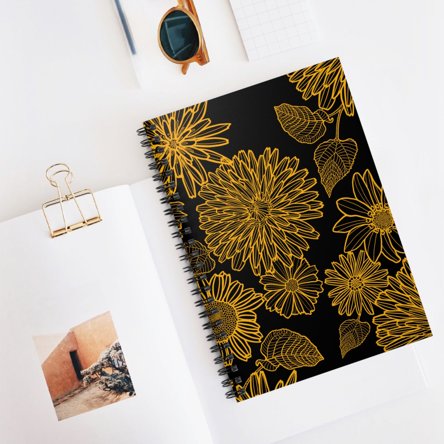 Chic Black & Gold Floral Notebook – Perfect for Journals, To-Do Lists, & Inspiration