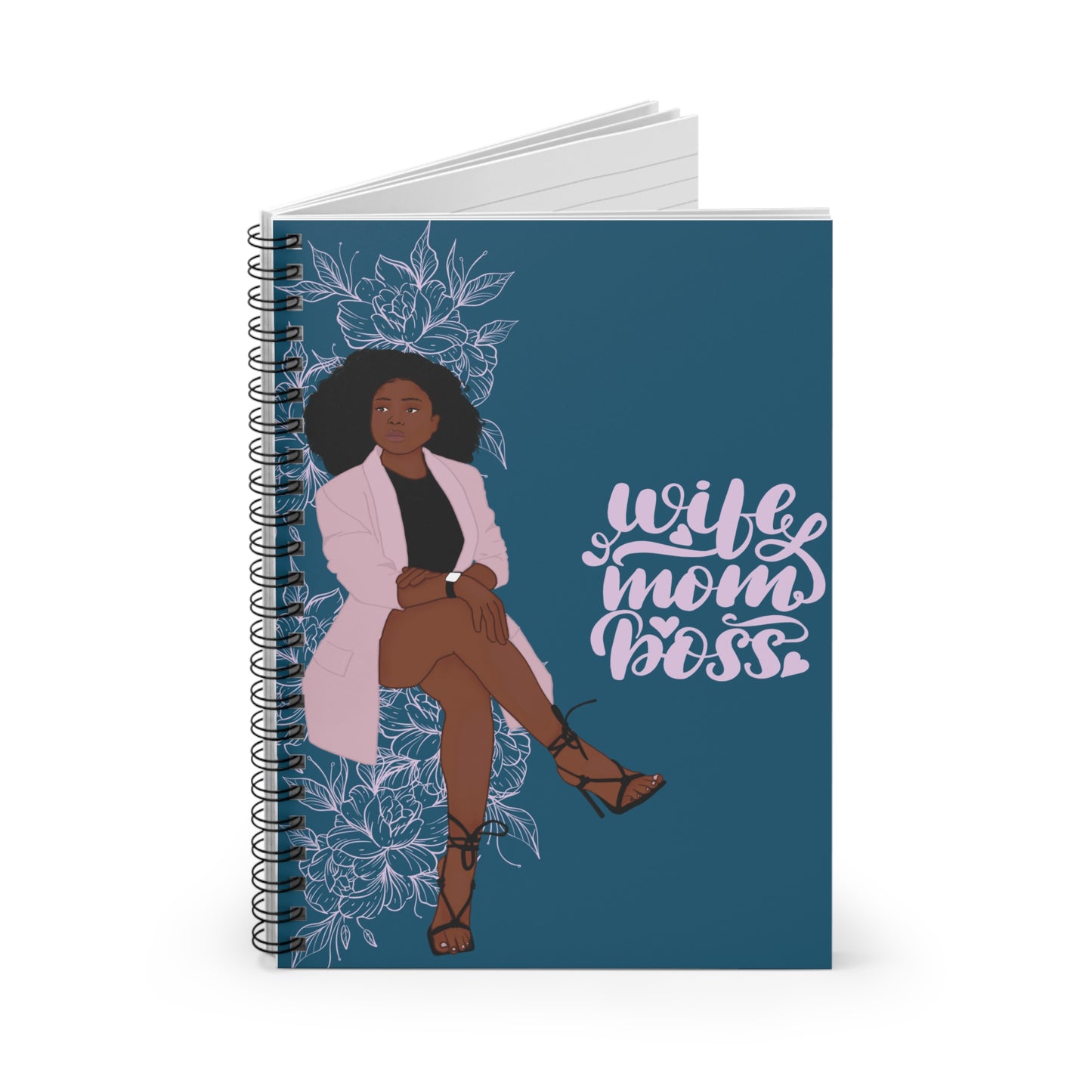 'Wife Mom Boss' Notebook - Mother's Day 2024 Gift - Floral - Ruled Line Paper