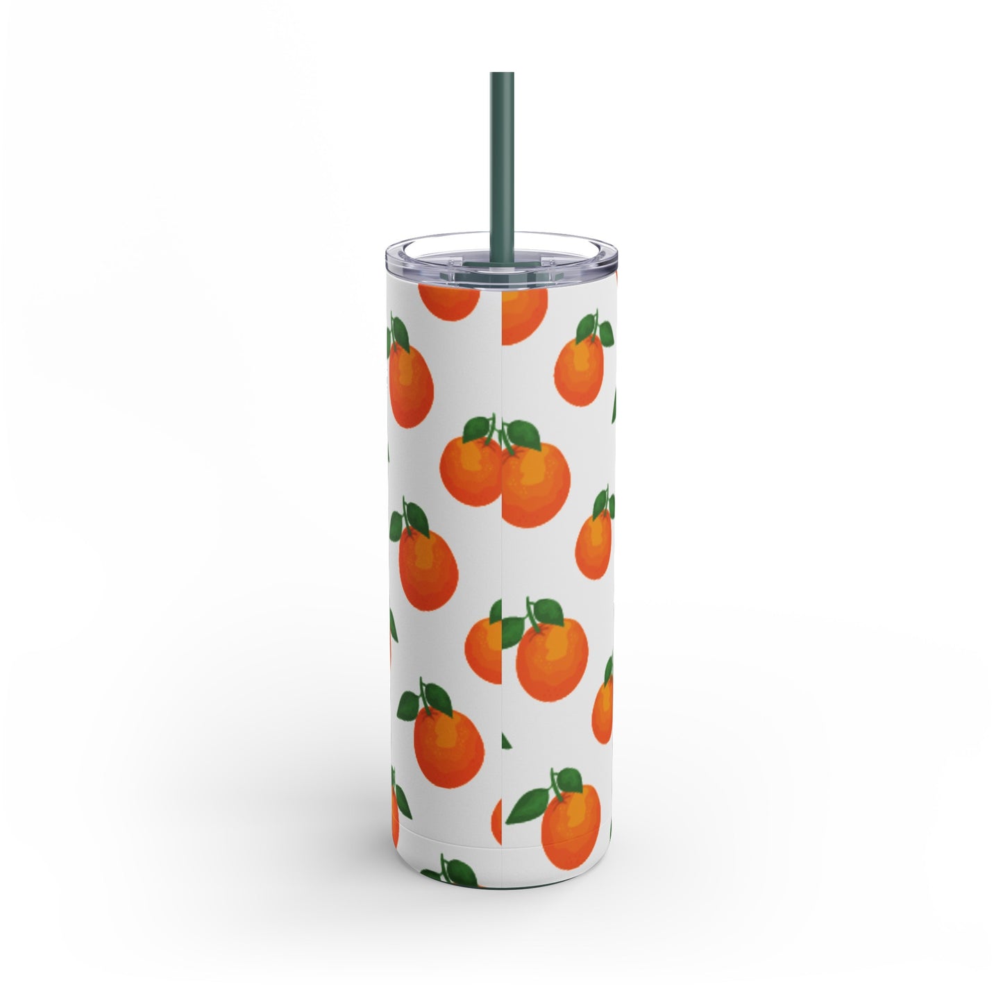 "Orange You Glad" Insulated Tumbler with Green Straw - 20oz, Stainless Steel, Keeps Drinks Cold 24hr/Hot 12hr, BPA-Free