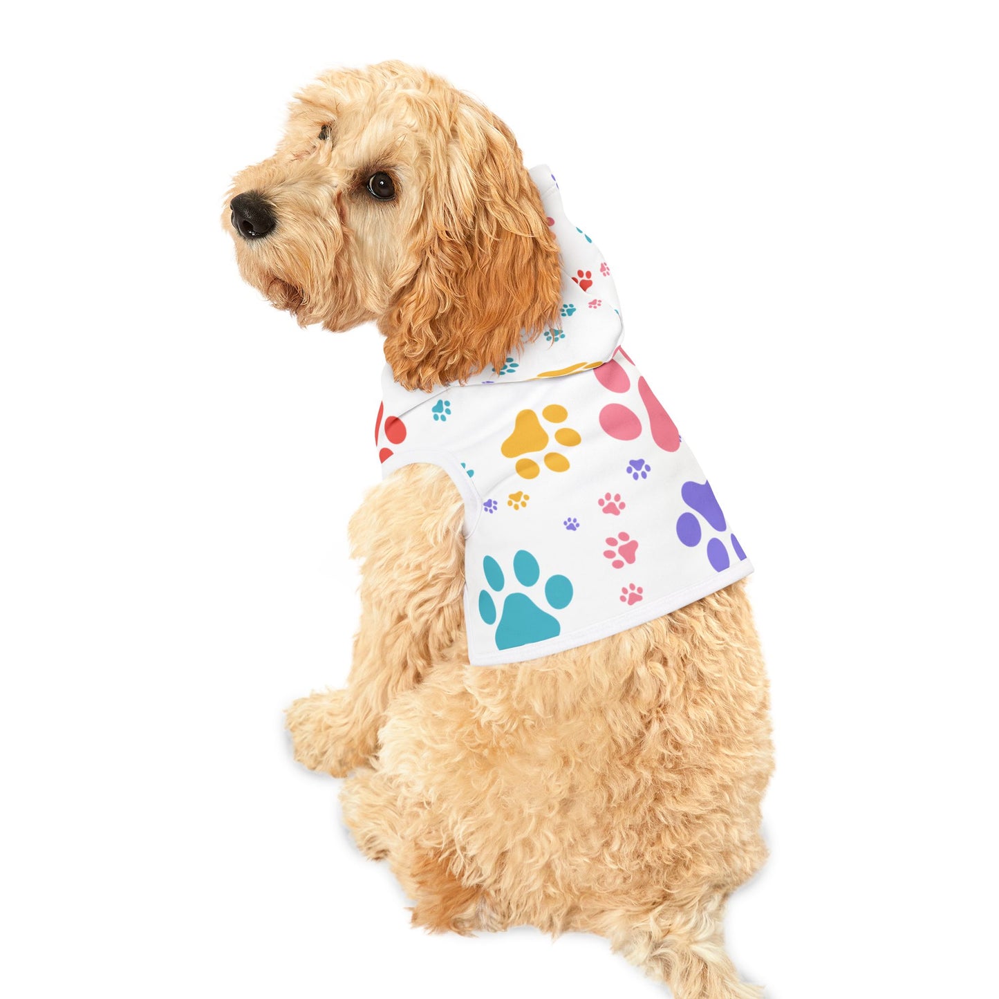 Colorful Paw Print Pet Hoodie – Soft Custom Dog Hoodie for National Dog Day & Year-Round Style