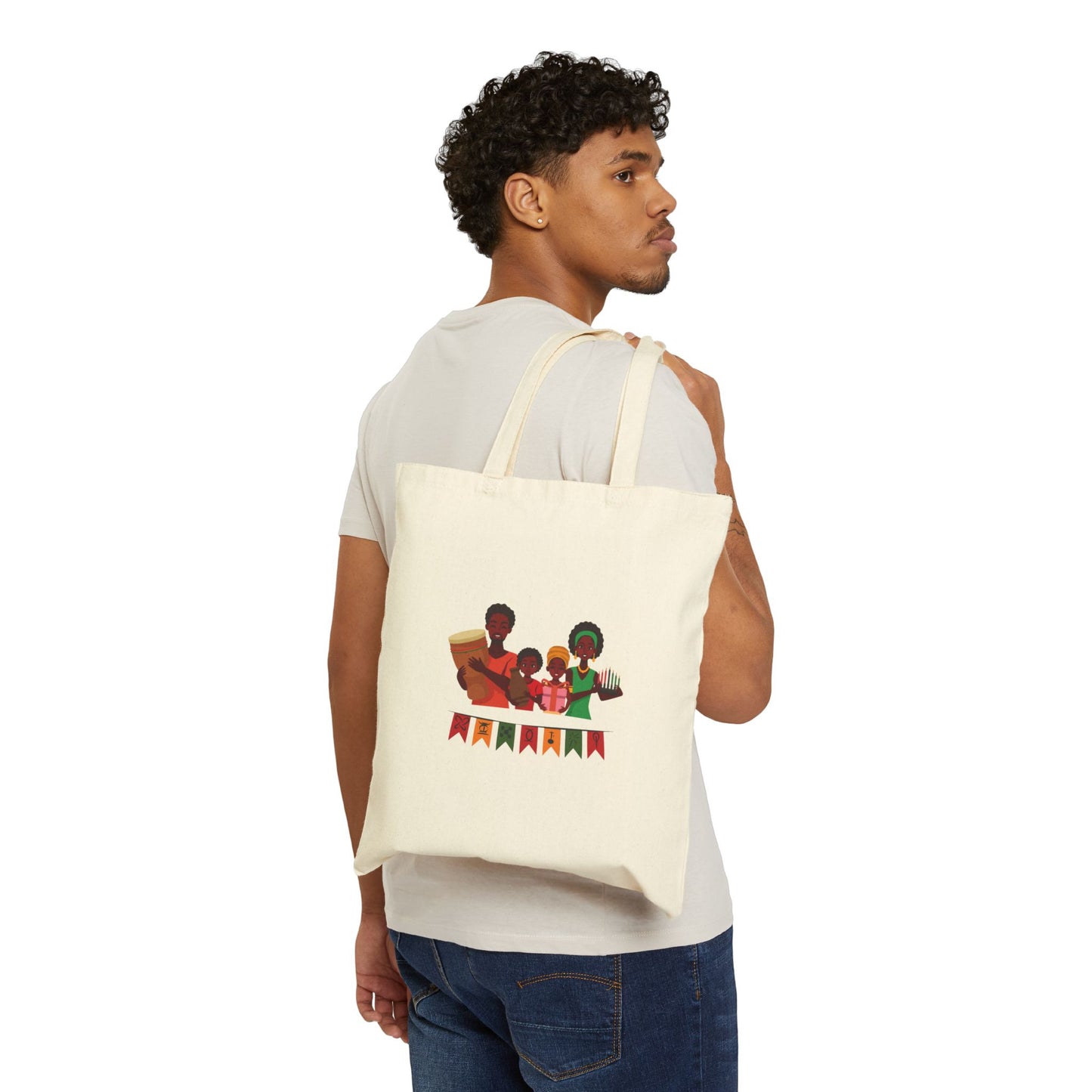 Kwanzaa Tote Bag | African-Inspired Canvas Bag | Eco-Friendly Reusable Bag in Black or Natural