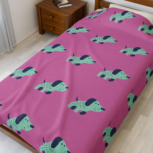 Dachshund Dreams Blanket – Pink Dog Print Plush Throw for Dog Lovers (3 Sizes)