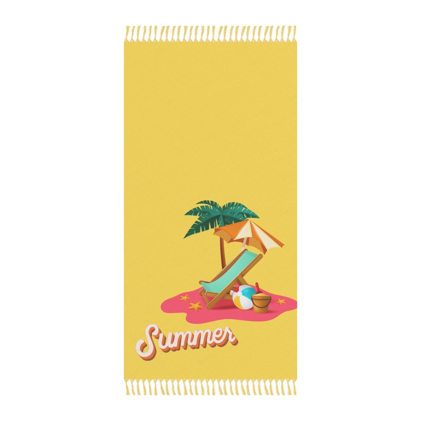 Sun-kissed Serenity: Boho Tropical Yellow Beach Towel | 38" x 81" | Beach Chair & Umbrella Design