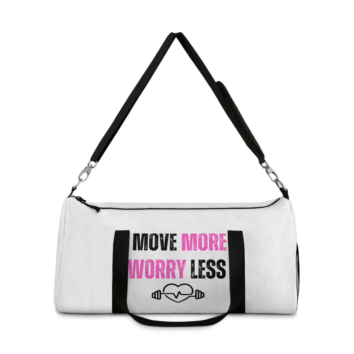 Move More Worry Less Duffel Bag - Custom Gym Bag | Lightweight & Durable Travel Duffel | Motivational Fitness Bag for Workouts & Adventures