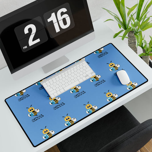 Bee Smart Desk Mat – Back to School Blue Bee Design | Anti-Slip, Durable, Fun Workspace Accessory