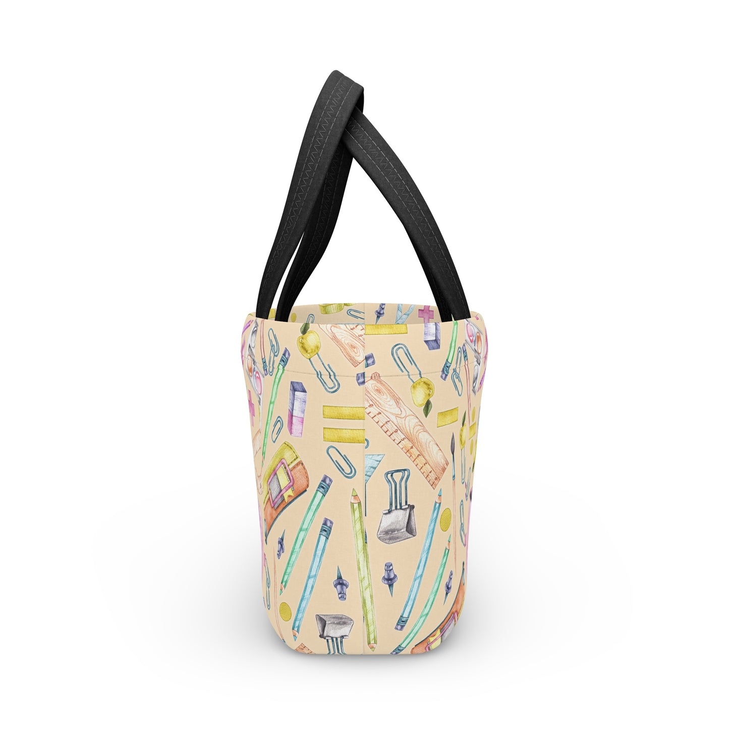 Back-to-School Lunch Bag for Kids & Adults | Neoprene Tote with Fun School Supply Print | Magnetic Closure | Reusable & Insulated