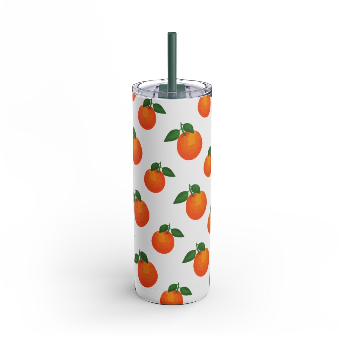 "Orange You Glad" Insulated Tumbler with Green Straw - 20oz, Stainless Steel, Keeps Drinks Cold 24hr/Hot 12hr, BPA-Free