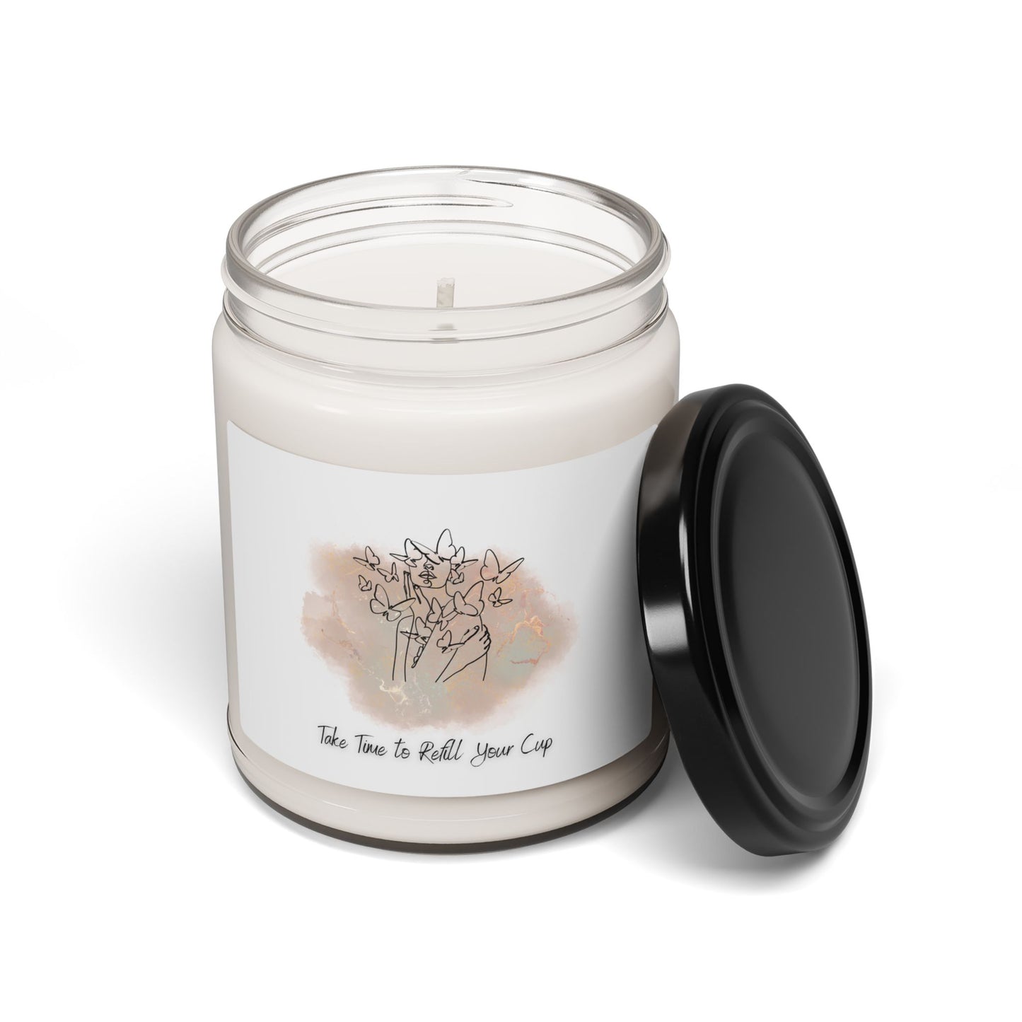 "Take Time to Refill Your Cup" Natural Soy Candle – 9oz Long-Lasting Aromatherapy | Relaxation & Self-Care Candle Gift