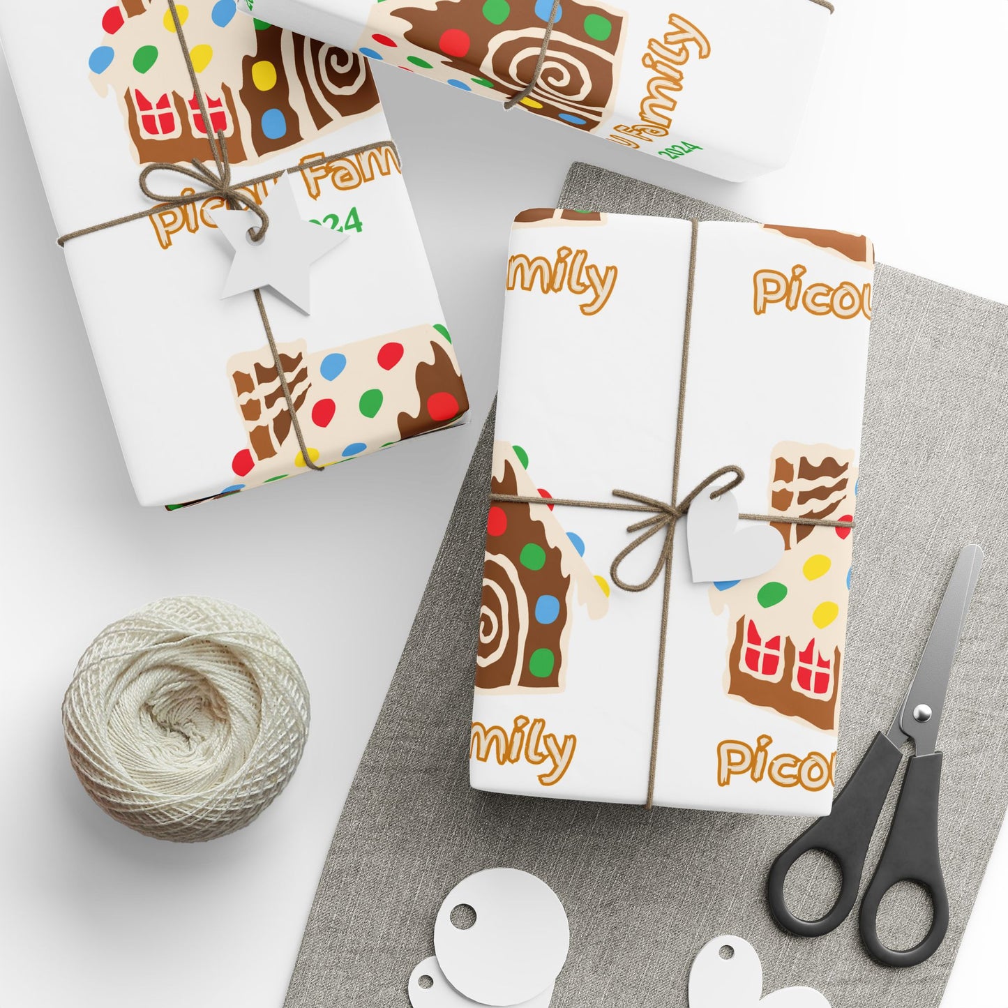 Personalized Gingerbread House Wrapping Paper : Custom Family Name Holiday Gift Wrap, Perfect for Christmas Gifts