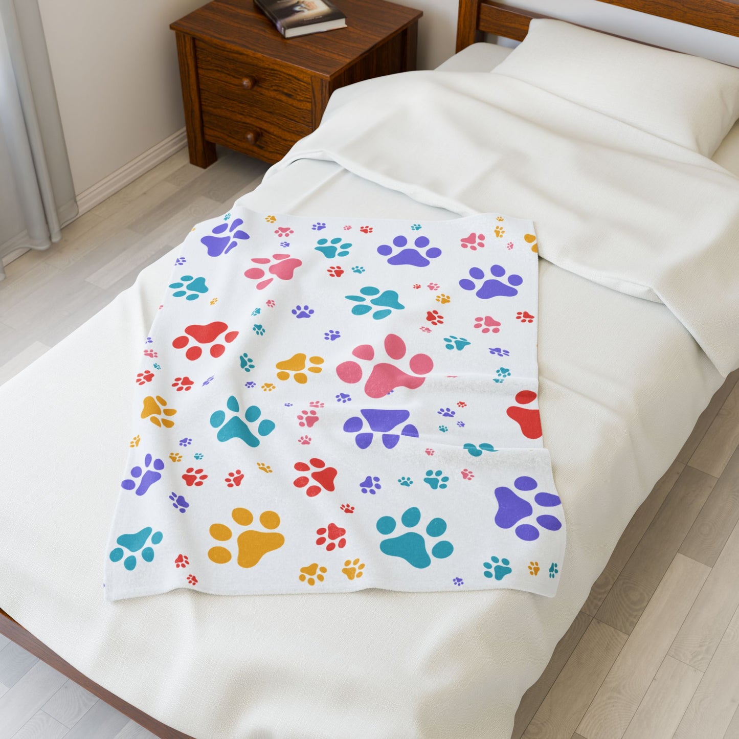 Paw Print Blanket – Cozy Dog Lover Gift, Pet-Themed Throw Blanket in 3 Sizes for National Dog Day & Year-Round Snuggles