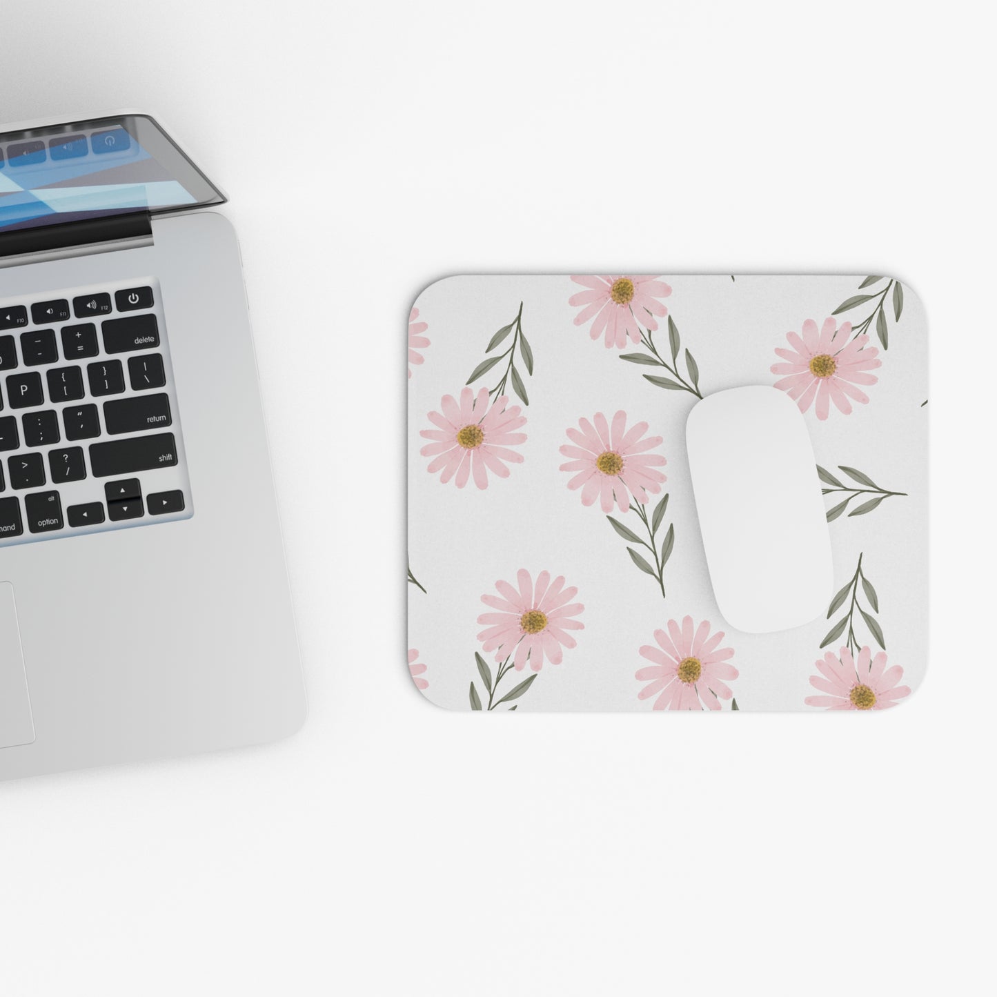 Soft Pink Wildflower Mousepad - Stylish & Durable Mouse Pad for Work from Home | Luxe Home Office Essentials