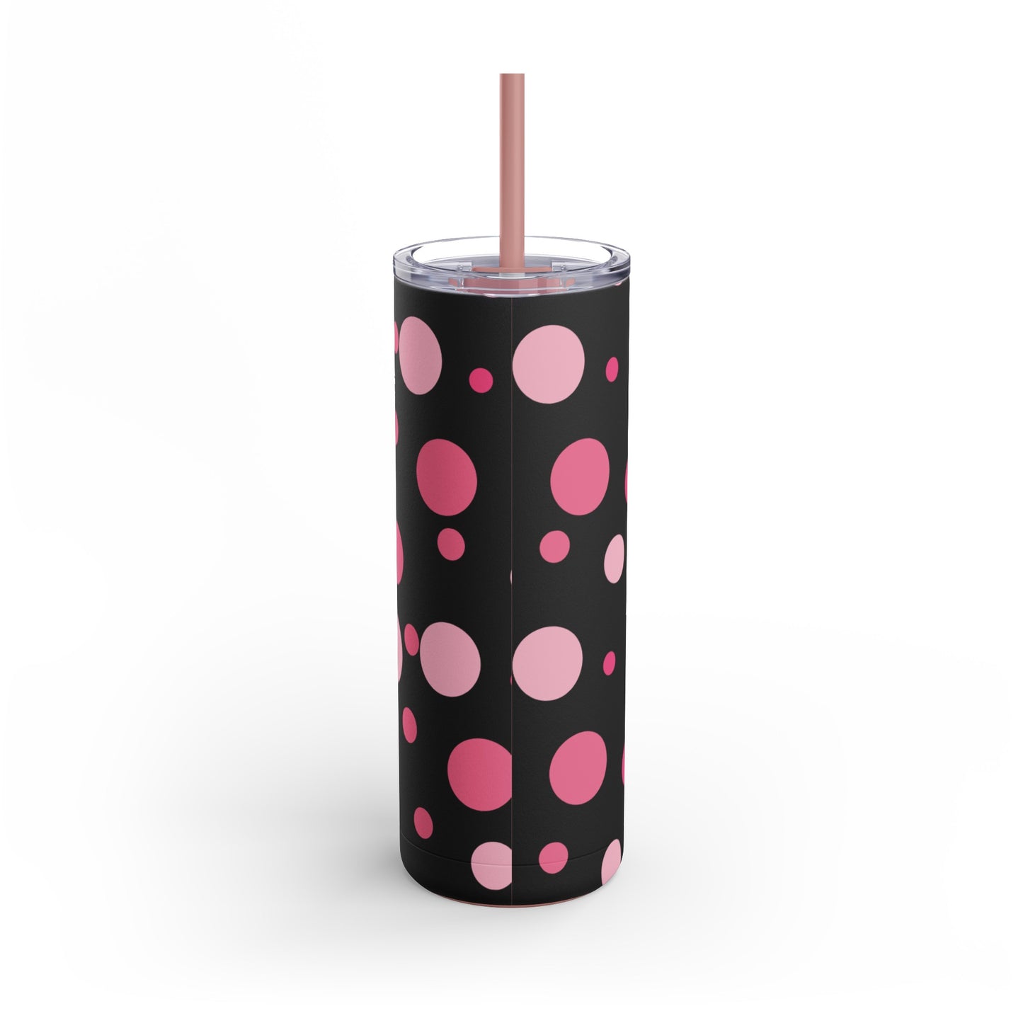 Chic Bubbly Black and Pink Polka Dot Tumbler - 20oz Insulated Travel Mug | Luxe Home Office Essentials