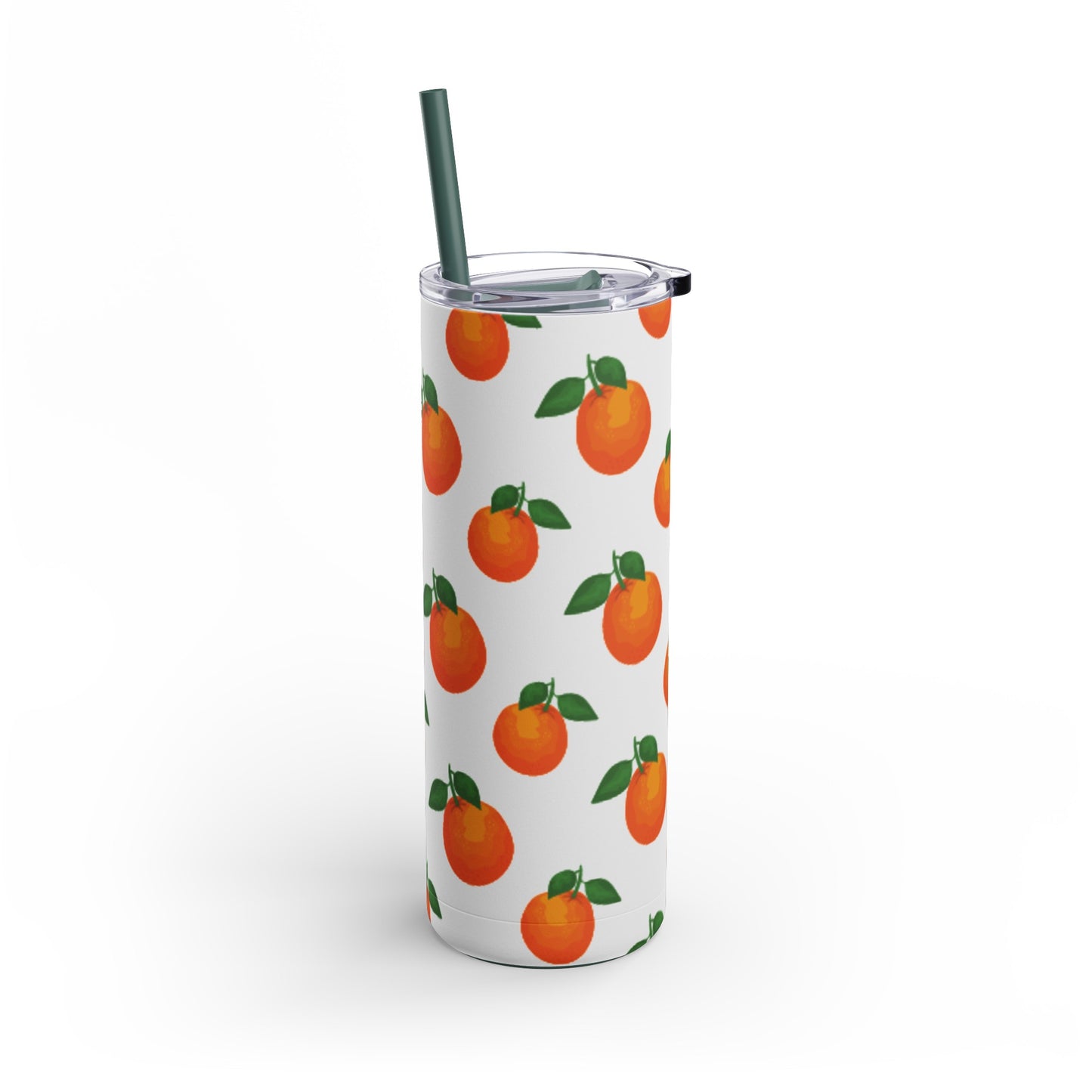 "Orange You Glad" Insulated Tumbler with Green Straw - 20oz, Stainless Steel, Keeps Drinks Cold 24hr/Hot 12hr, BPA-Free