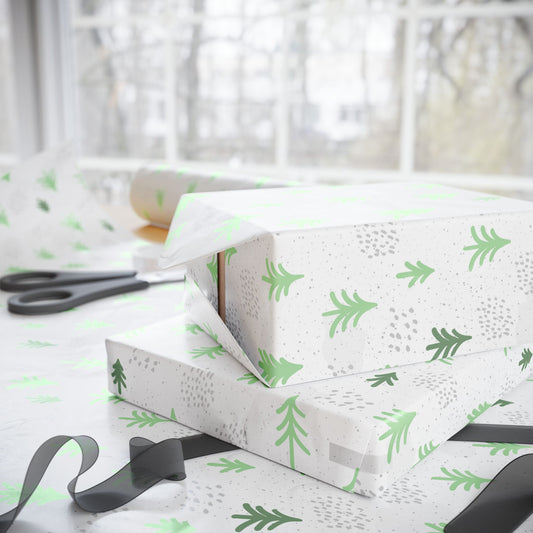 Minimalist Evergreen Wrapping Paper : Modern Holiday Gift Wrap with Simple Green Tree Design, Perfect for Christmas Gifts