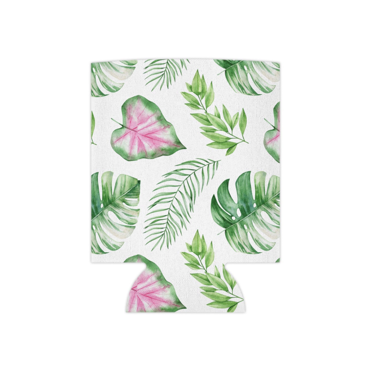 Tropical Bloom Koozie - Personalized Green & Pink Plant Can Cooler for Beach Days, Picnics, and Garden Parties