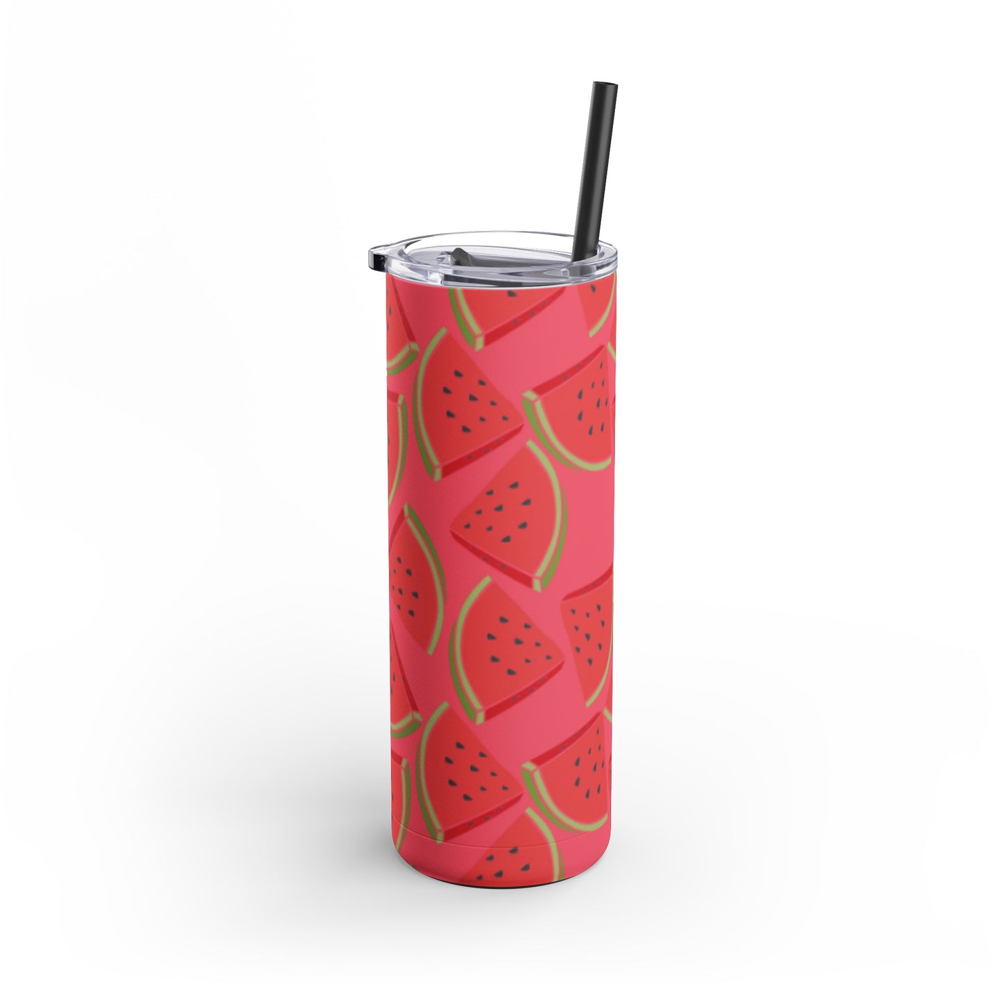 "Watermelon Wonderland" Red Watermelon Tumbler with Black Straw - 20oz Insulated Stainless Steel, Keeps Cold/Hot 24/12 Hours, BPA-Free