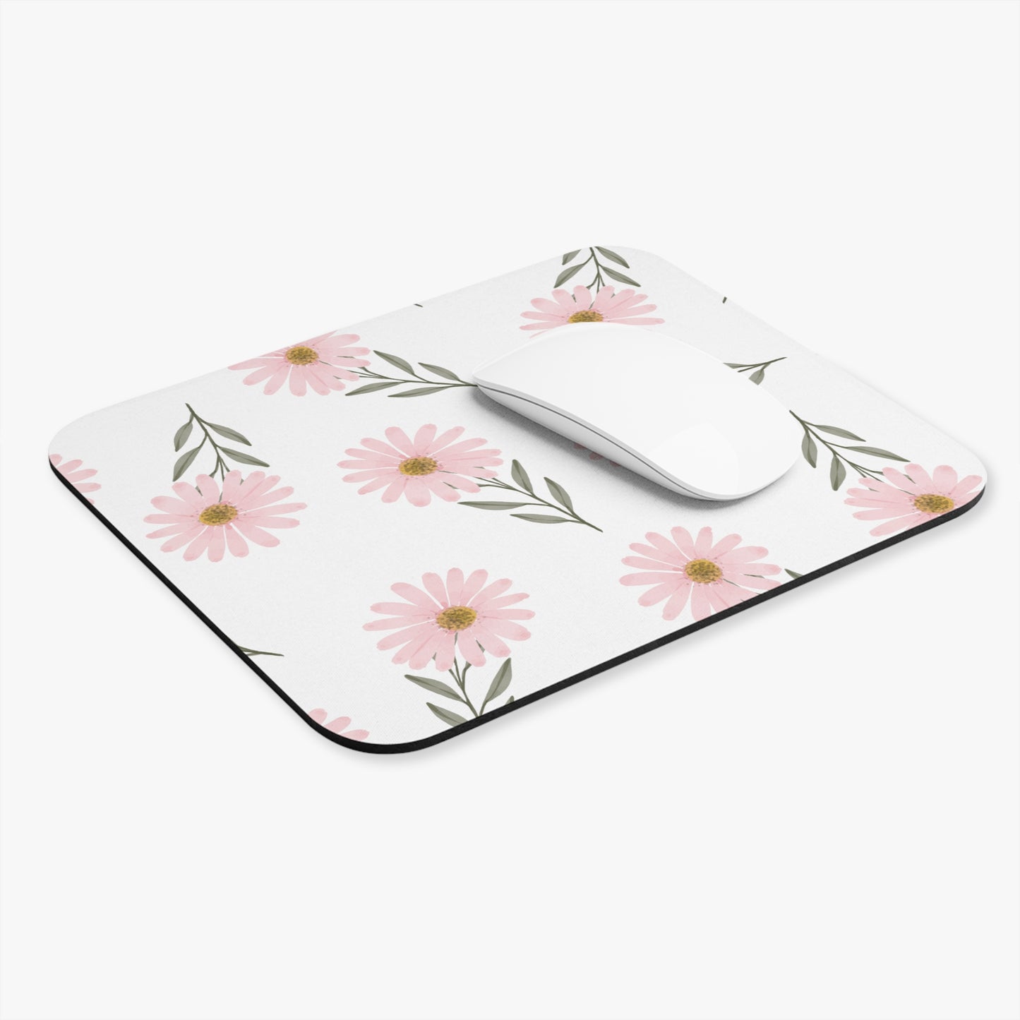 Soft Pink Wildflower Mousepad - Stylish & Durable Mouse Pad for Work from Home | Luxe Home Office Essentials