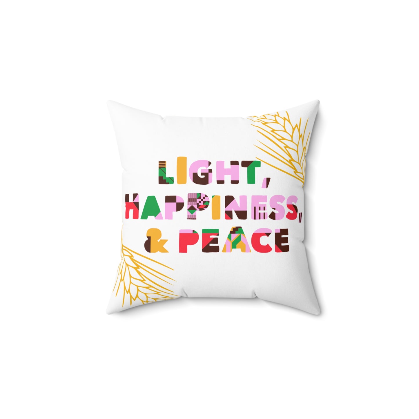 Kwanzaa Throw Pillow | Light, Happiness & Peace | Afrocentric Holiday Decor | Inspirational Accent Cushion | Festive Gift for Home or Her