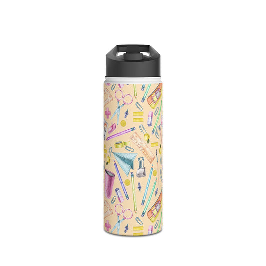 Back-to-School Stainless Steel Water Bottle – Cute School Supplies Design, BPA-Free, Leakproof, Hot & Cold