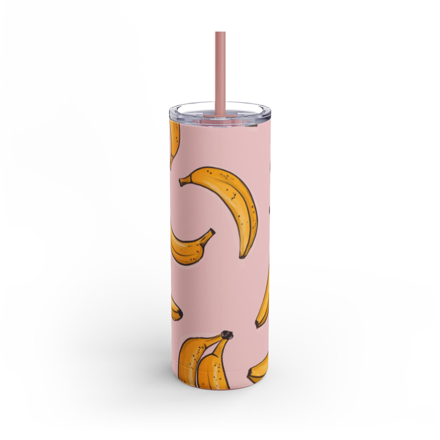 "Go Bananas" Dusty Pink Banana Tumbler with Pink Straw - 20oz Insulated Stainless Steel, Keeps Cold/Hot 24/12 Hours, BPA-Free