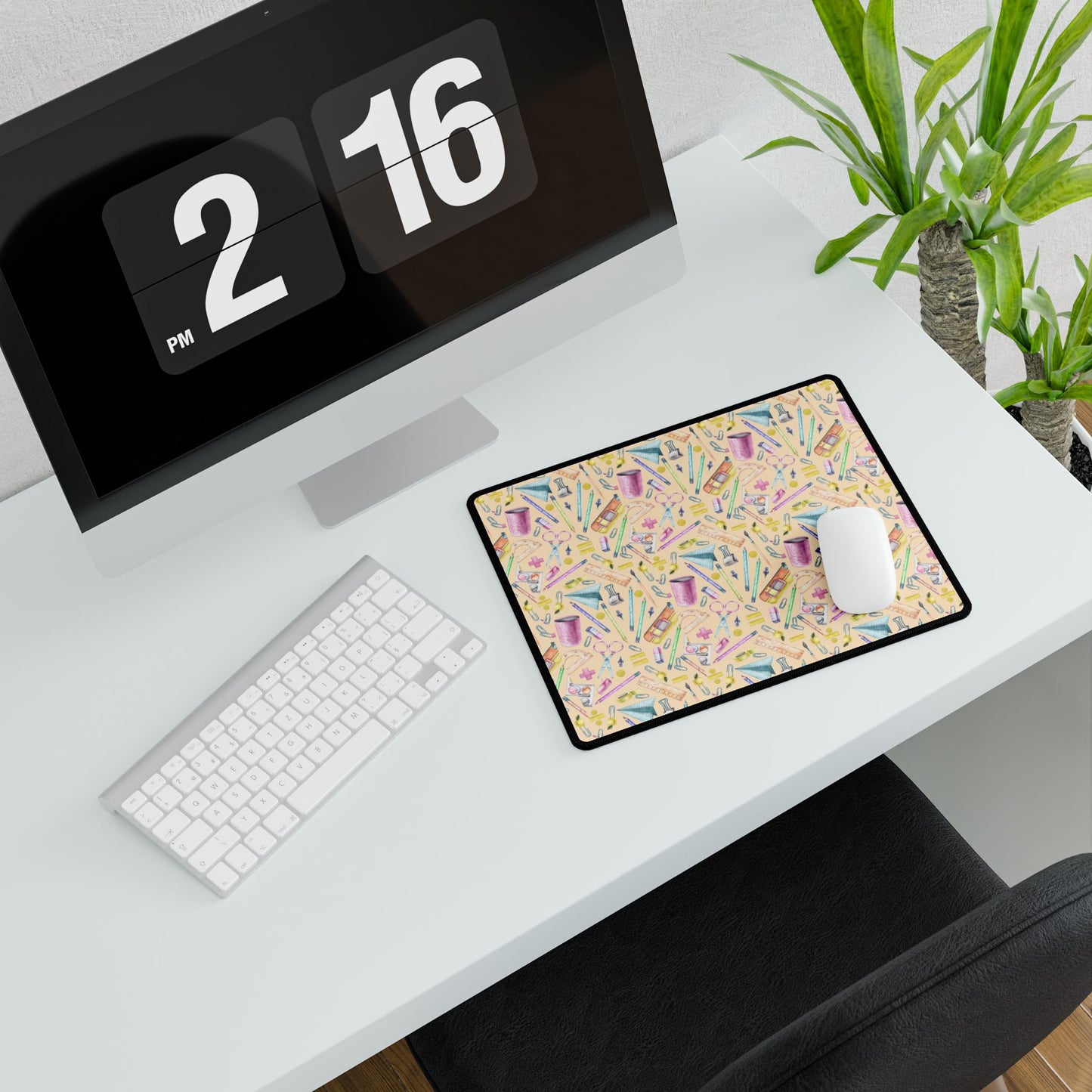 Back-to-School Desk Mat – Vibrant School Supplies Print, Non-Slip Base in 3 Sizes