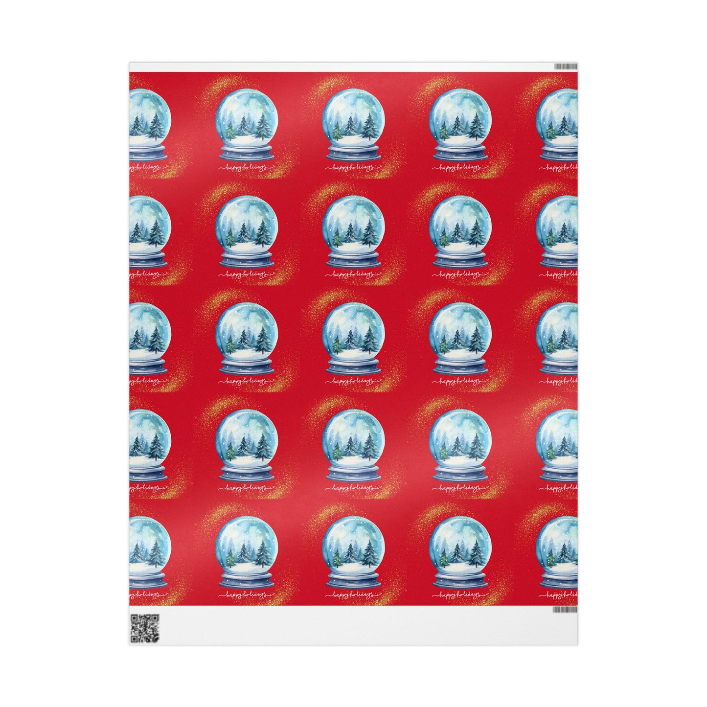 Red Snow Globe Christmas Wrapping Paper : Festive Holiday Gift Wrap with High-Quality Fine Art Print, Perfect for Christmas Gifts