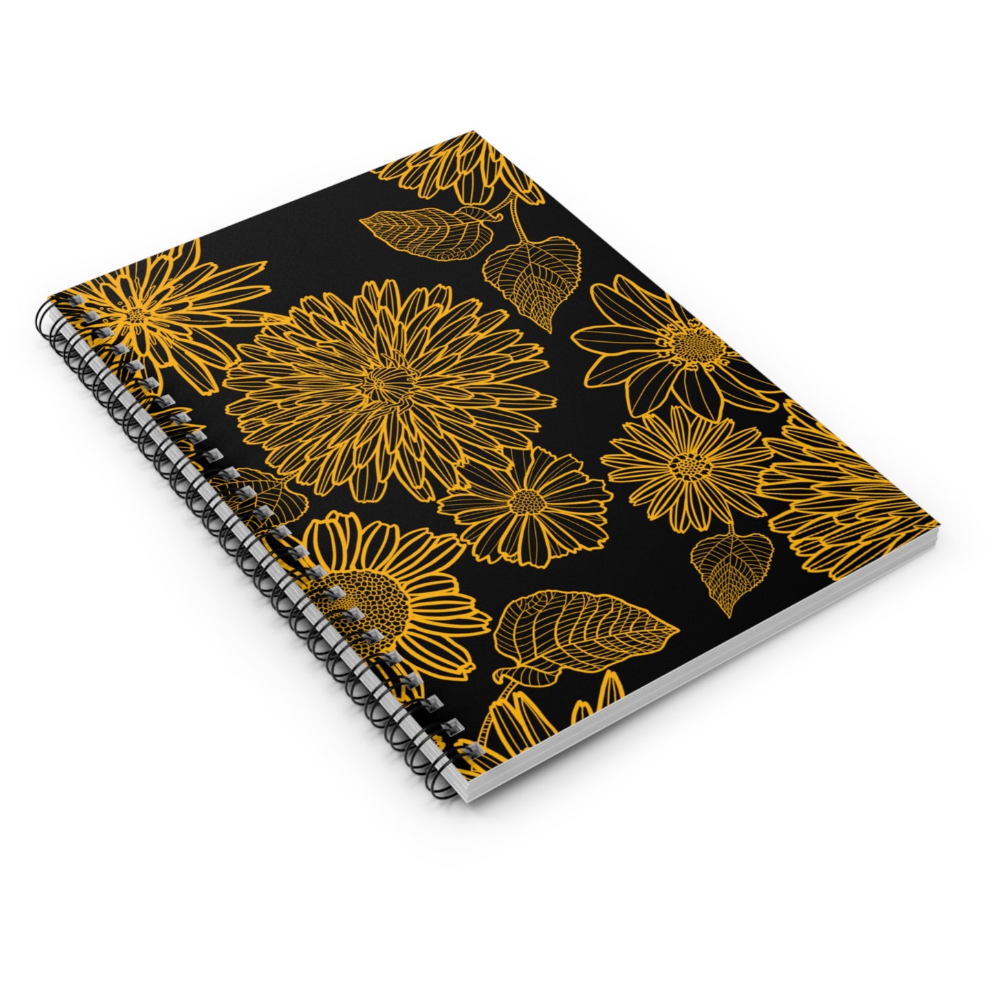 Chic Black & Gold Floral Notebook – Perfect for Journals, To-Do Lists, & Inspiration