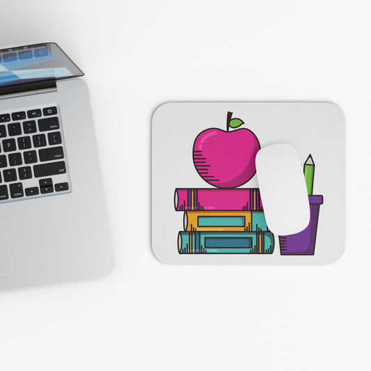 Back-to-School Mouse Pad – Cute Apple & Books Desk Essential for Work, Study & Creativity