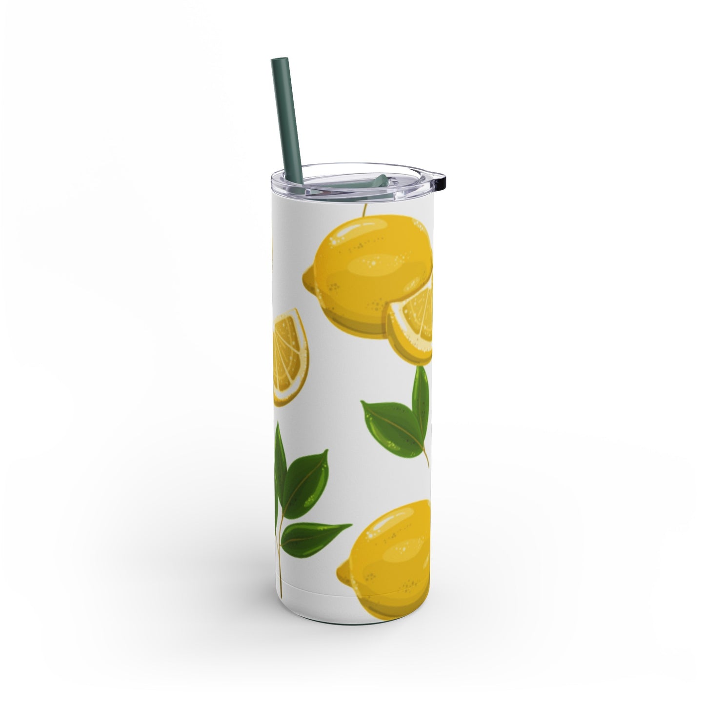 20oz "Squeeze the Day" Lemon Tumbler with Pink Straw - Stainless Steel Insulated, Keeps Cold 24hr, Hot 12hr, BPA-Free