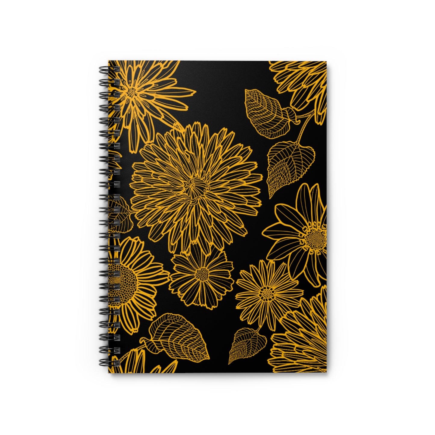 Chic Black & Gold Floral Notebook – Perfect for Journals, To-Do Lists, & Inspiration