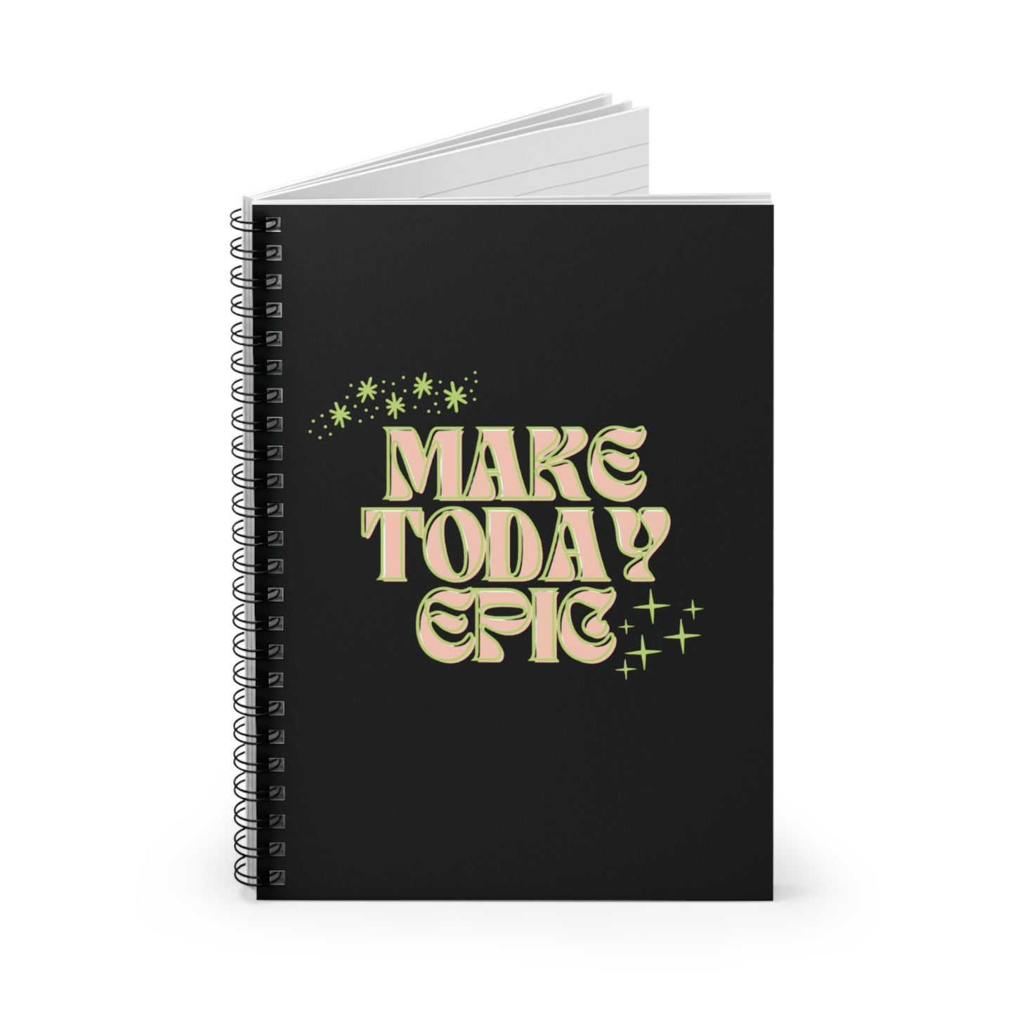 "Make Today Epic" Spiral Notebook - Retro, 118 Pages, 6"x8" Rule Lined