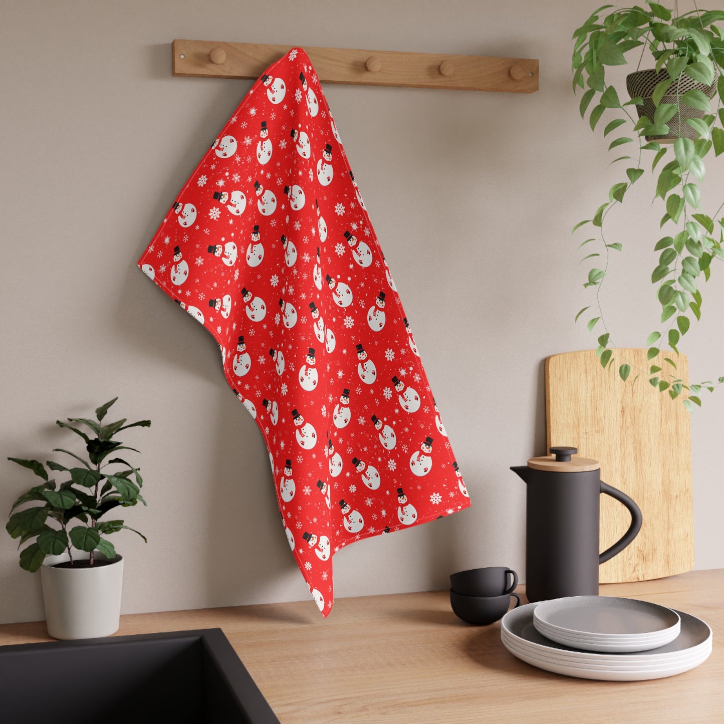 Snowman Christmas Kitchen Towel | Festive Winter Holiday Decor