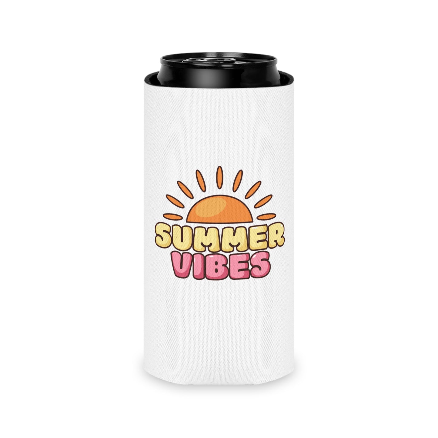 Chill Vibes Retro Sun Koozie - Personalized Can Cooler for Summer, Beach, and Outdoor Parties | Drink Insulator to Keep Beverages Cold