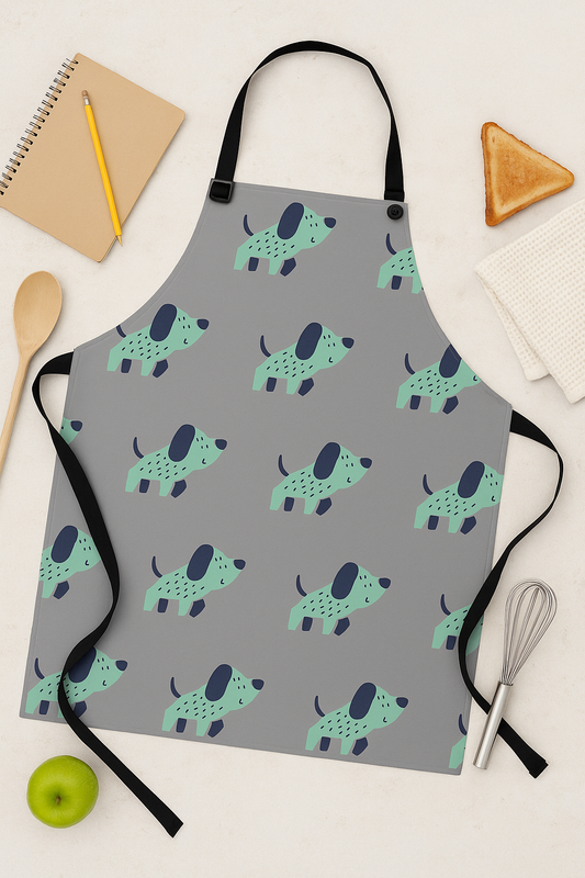 Dog Lover Apron – Cute Puppy Print Cooking Apron for Dog Moms & Pet Parents | Adjustable Unisex Fit