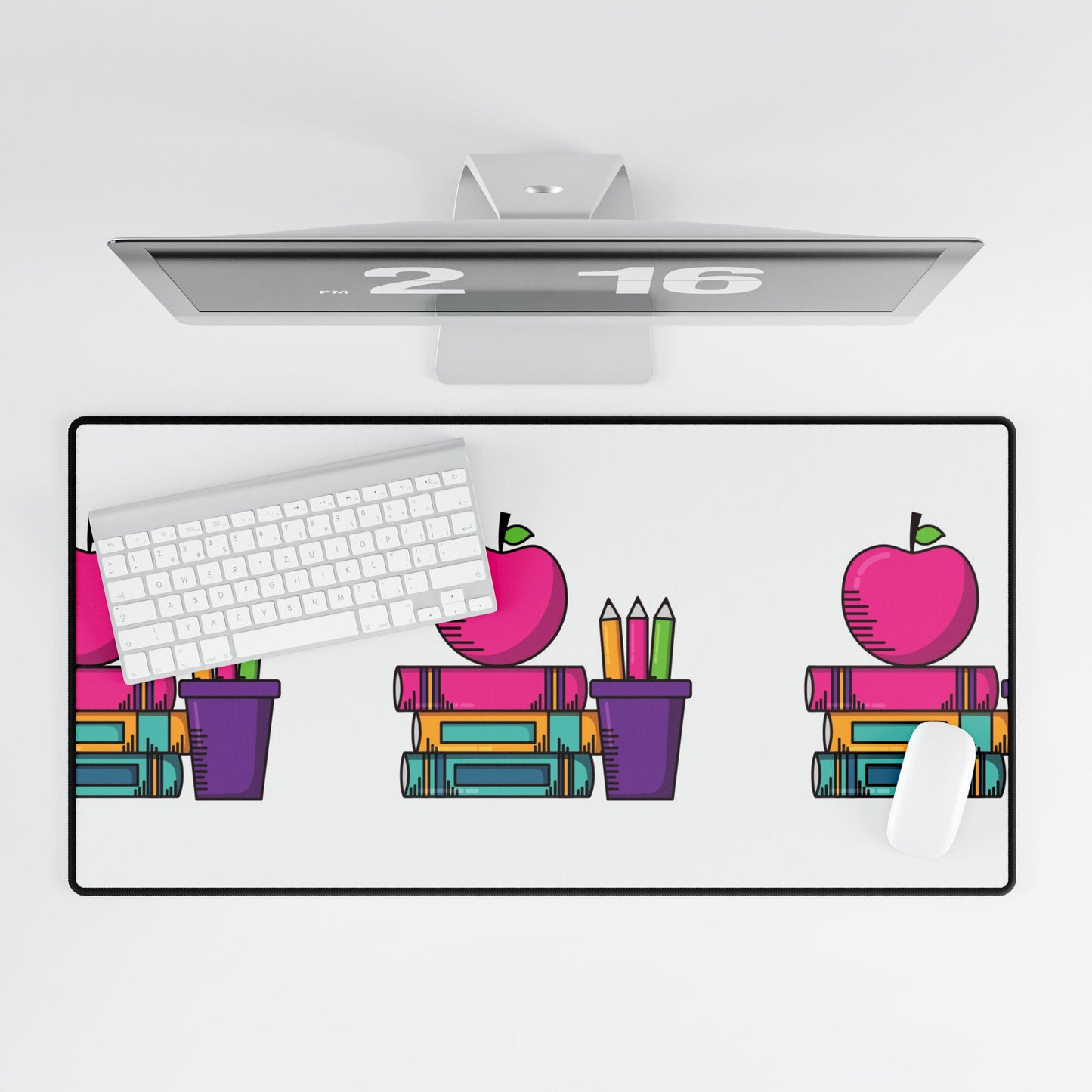 Back-to-School Desk Mat – Cute Apple & Books Print for Students, Teachers, & Kids | Anti-Slip Rubber Base in 3 Sizes