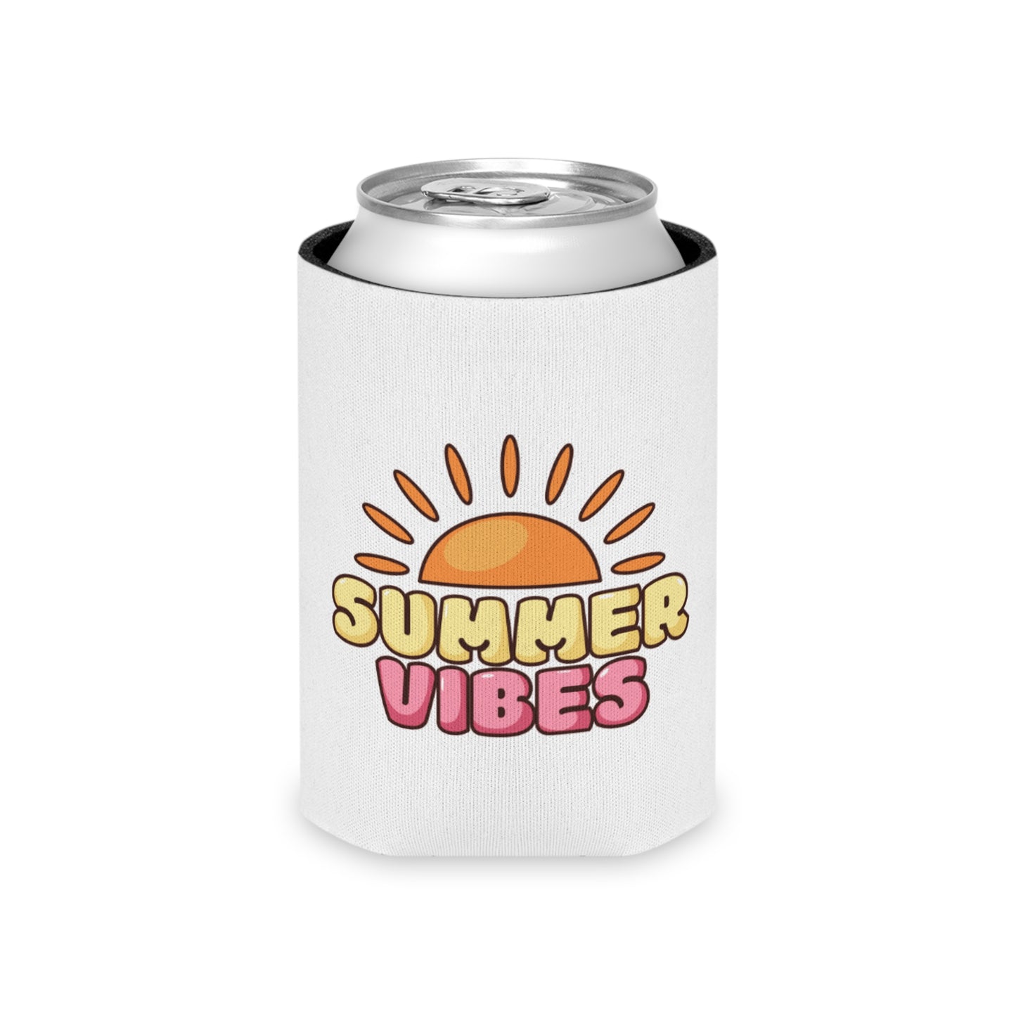 Chill Vibes Retro Sun Koozie - Personalized Can Cooler for Summer, Beach, and Outdoor Parties | Drink Insulator to Keep Beverages Cold