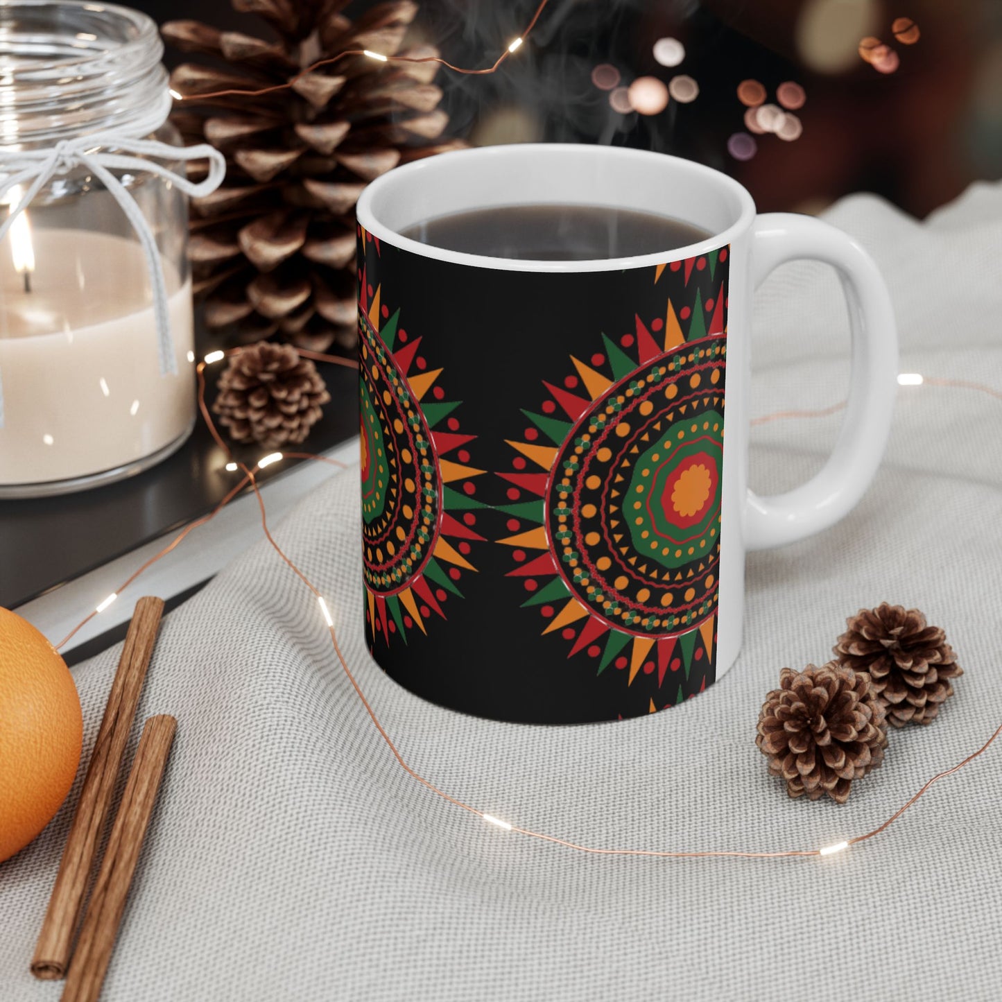 Kwanzaa Mug | African-Inspired Ceramic Coffee Cup | Vibrant Cultural Gift in 11oz & 15oz