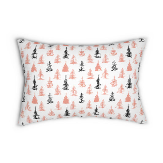 Minimalist Christmas Tree Lumbar Pillow - Modern Holiday Decor - Rectangular Winter Cushion