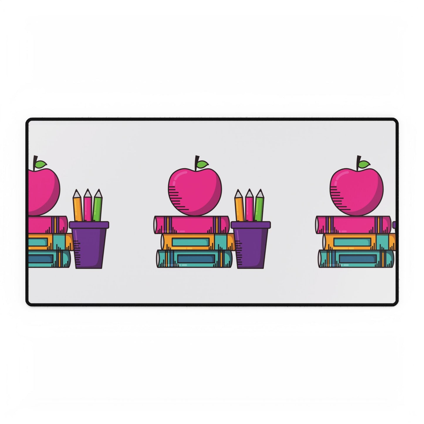 Back-to-School Desk Mat – Cute Apple & Books Print for Students, Teachers, & Kids | Anti-Slip Rubber Base in 3 Sizes