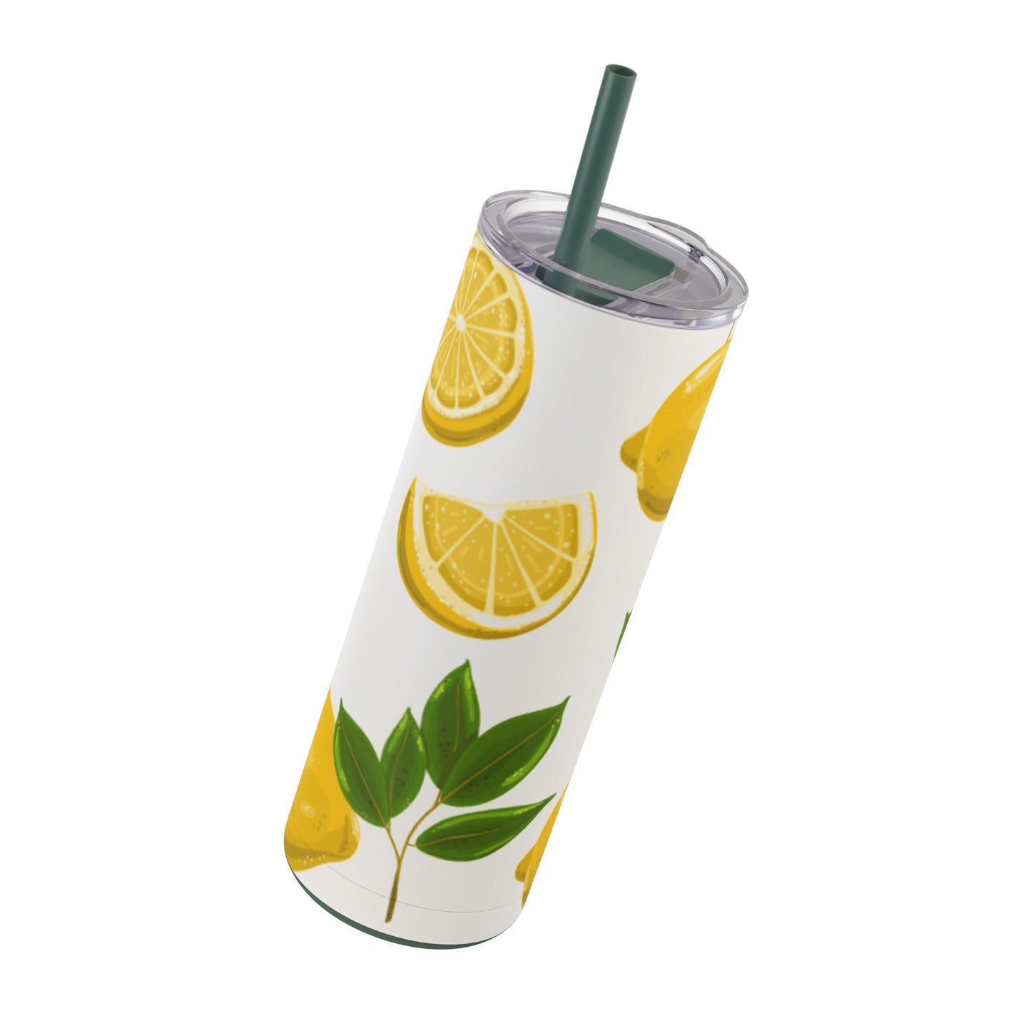 20oz "Squeeze the Day" Lemon Tumbler with Pink Straw - Stainless Steel Insulated, Keeps Cold 24hr, Hot 12hr, BPA-Free