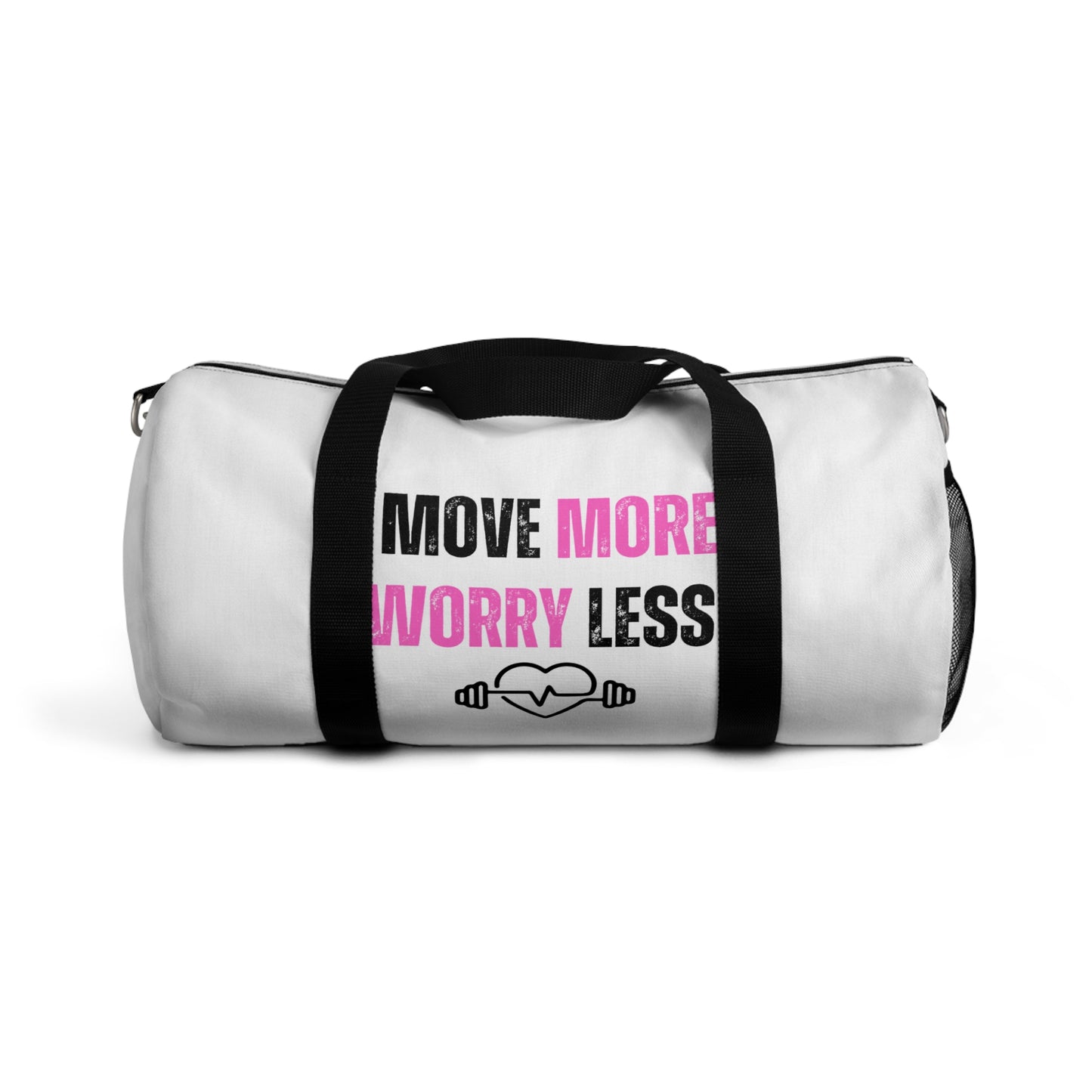 Move More Worry Less Duffel Bag - Custom Gym Bag | Lightweight & Durable Travel Duffel | Motivational Fitness Bag for Workouts & Adventures