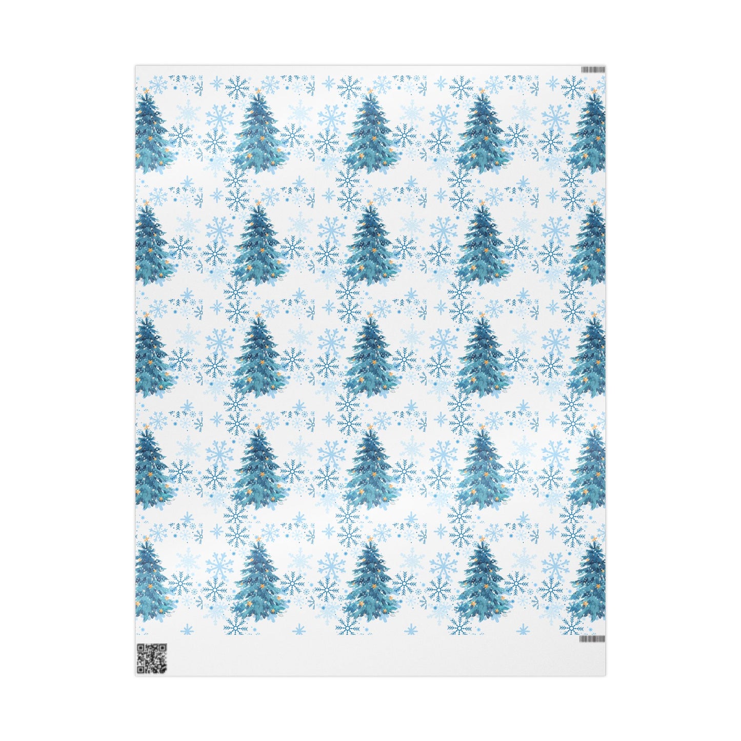 Winter Wonderland Wrapping Paper : Blue Christmas Tree and Snowflake Holiday Gift Wrap, Premium Eco-Friendly Design