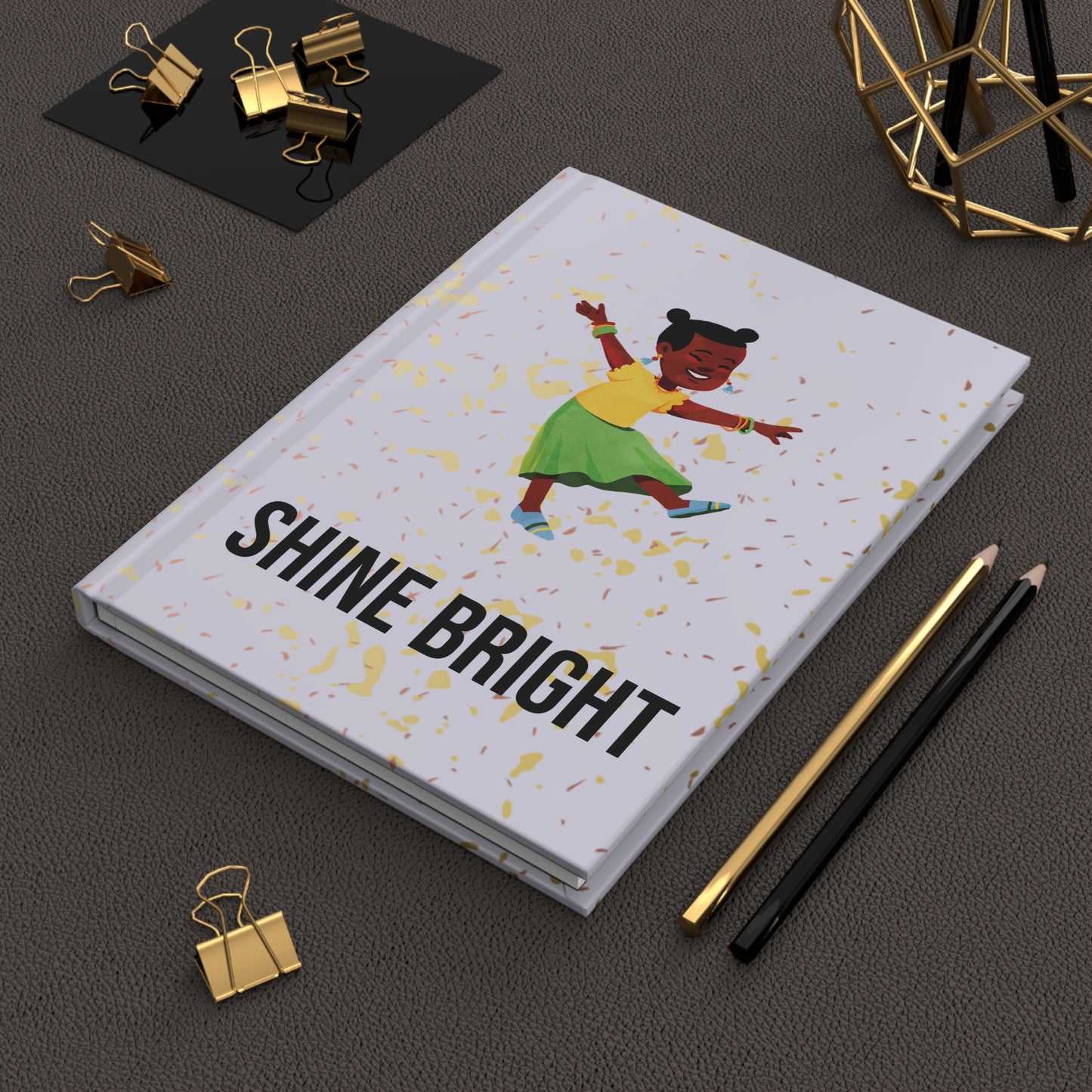 Shine Bright Hardcover Journal | Kwanzaa Gift for Little Black Girls | Empowering Notebook with 150 Lined Pages | Inspirational Kids Gift