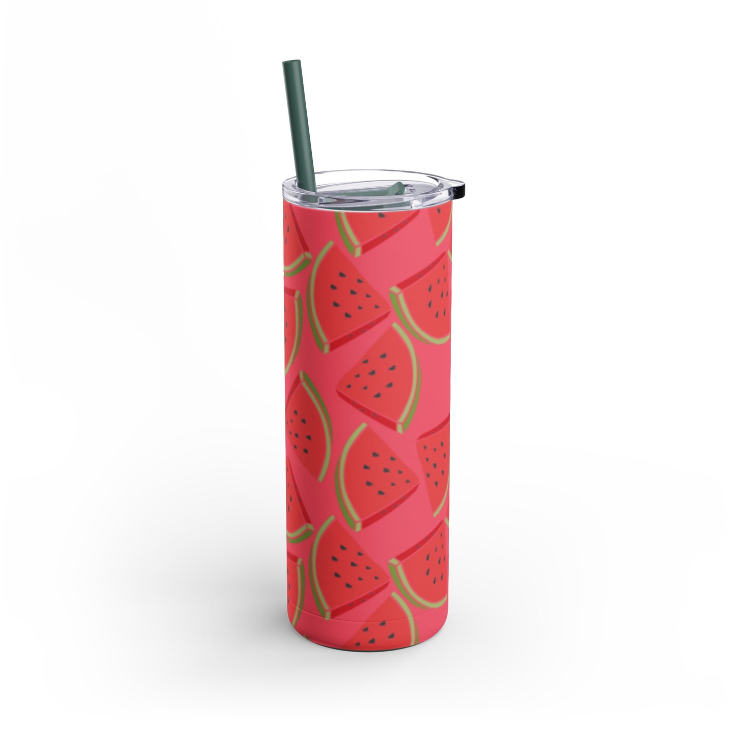 "Watermelon Wonderland" Red Watermelon Tumbler with Black Straw - 20oz Insulated Stainless Steel, Keeps Cold/Hot 24/12 Hours, BPA-Free