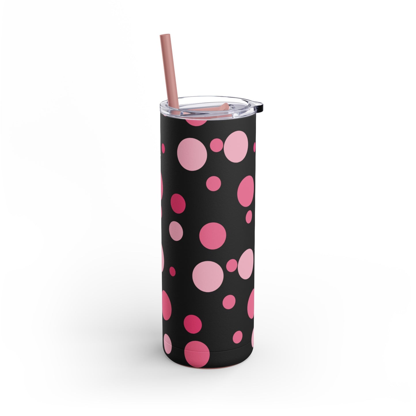 Chic Bubbly Black and Pink Polka Dot Tumbler - 20oz Insulated Travel Mug | Luxe Home Office Essentials