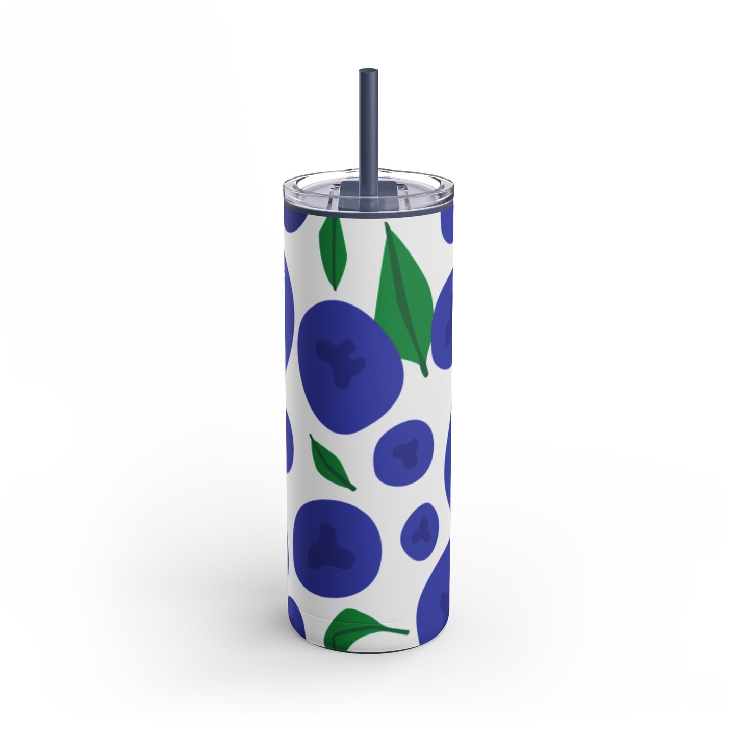 "Blueberry Bliss" Tumbler with Blue Straw - 20oz Insulated Stainless Steel Travel Mug, Perfect for Summer Picnics, Festivals, and Stylish Office Hydration