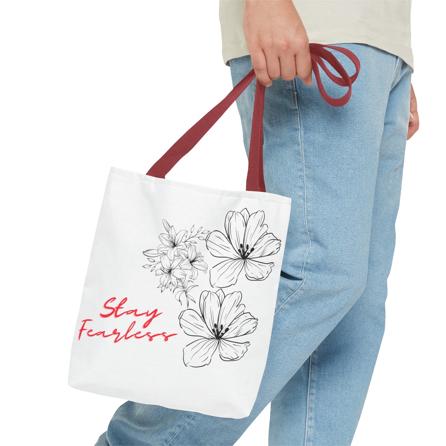 'Fearless' Bloom Tote Bag: Black and Red Floral- Empowering Women Entrepreneurs